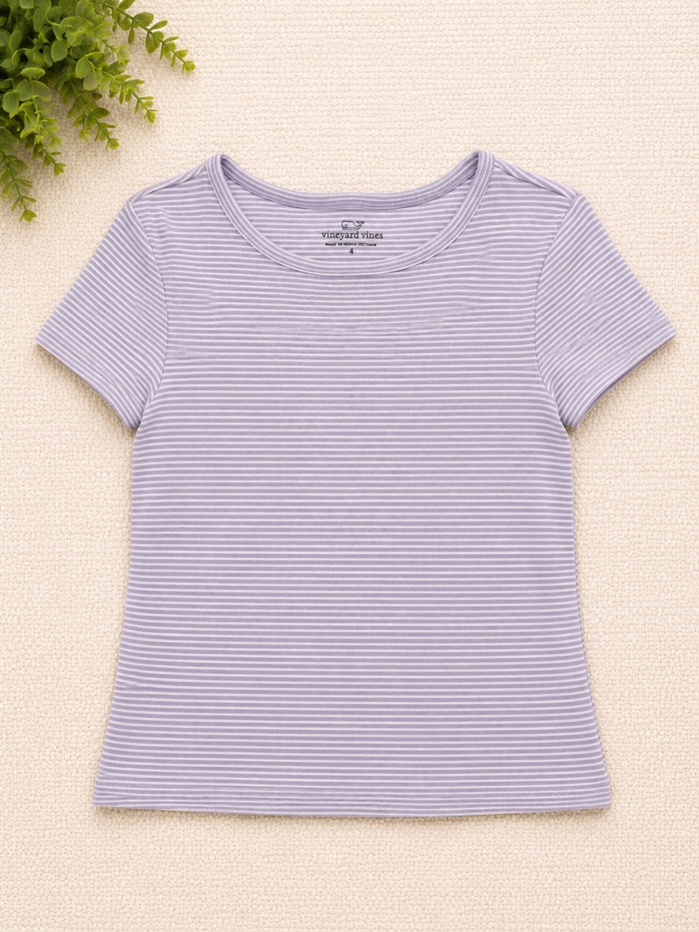 Vineyard Vines Lavender & White Striped Scoop Neck Tee | Size Small
